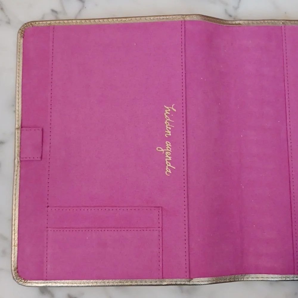 Lilly Pulitzer Gold Agenda Folio Gold exterior pink interior 8